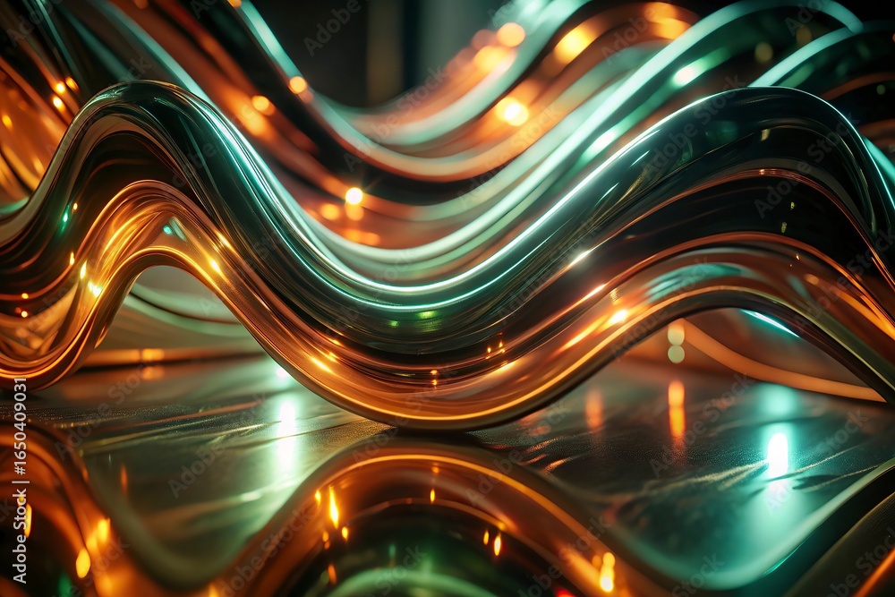 Fototapete abstract wave on black background. computer generated illustration. 3d rendering.3d render,wave colo