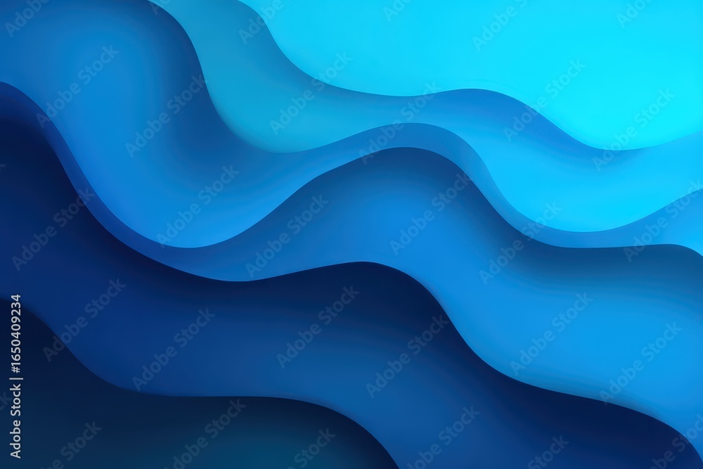 Aufkleber Gradient blue liquid background with flowing waves and varying shades of blue creating a calming visual effect suitable for digital design projects or desktop wallpapers