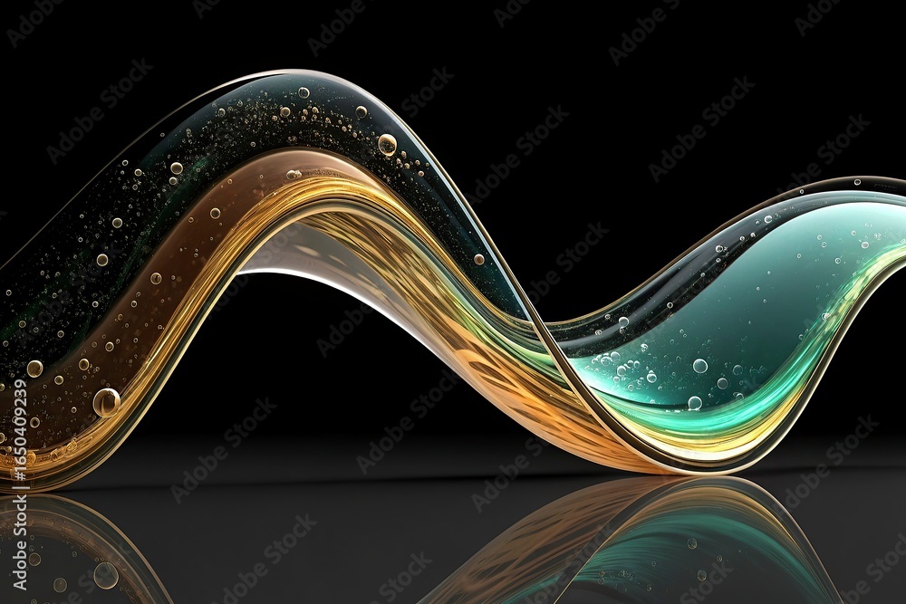 Fototapete abstract wave on black background. computer generated illustration. 3d rendering.3d render,wave colo