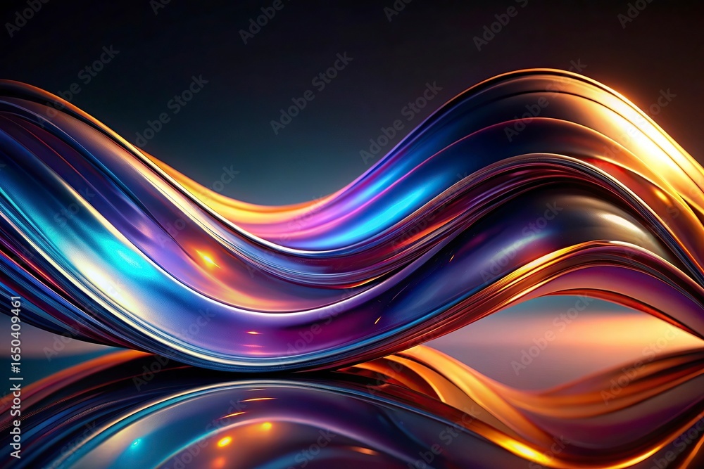 Fototapete abstract wave on black background. computer generated illustration. 3d rendering.3d render,wave colo