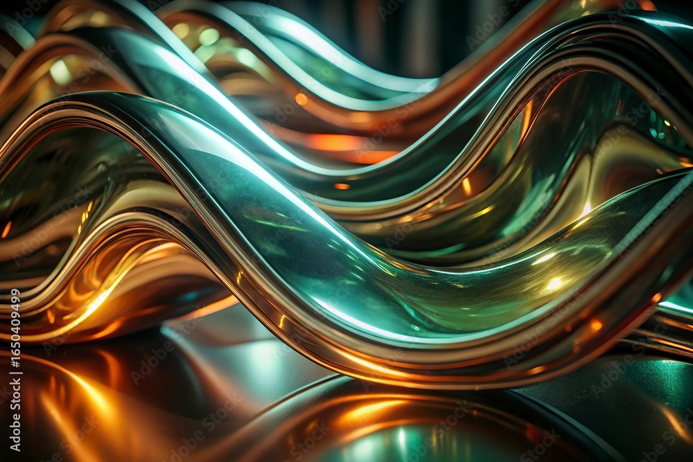 Fototapete abstract wave on black background. computer generated illustration. 3d rendering.3d render,wave colo