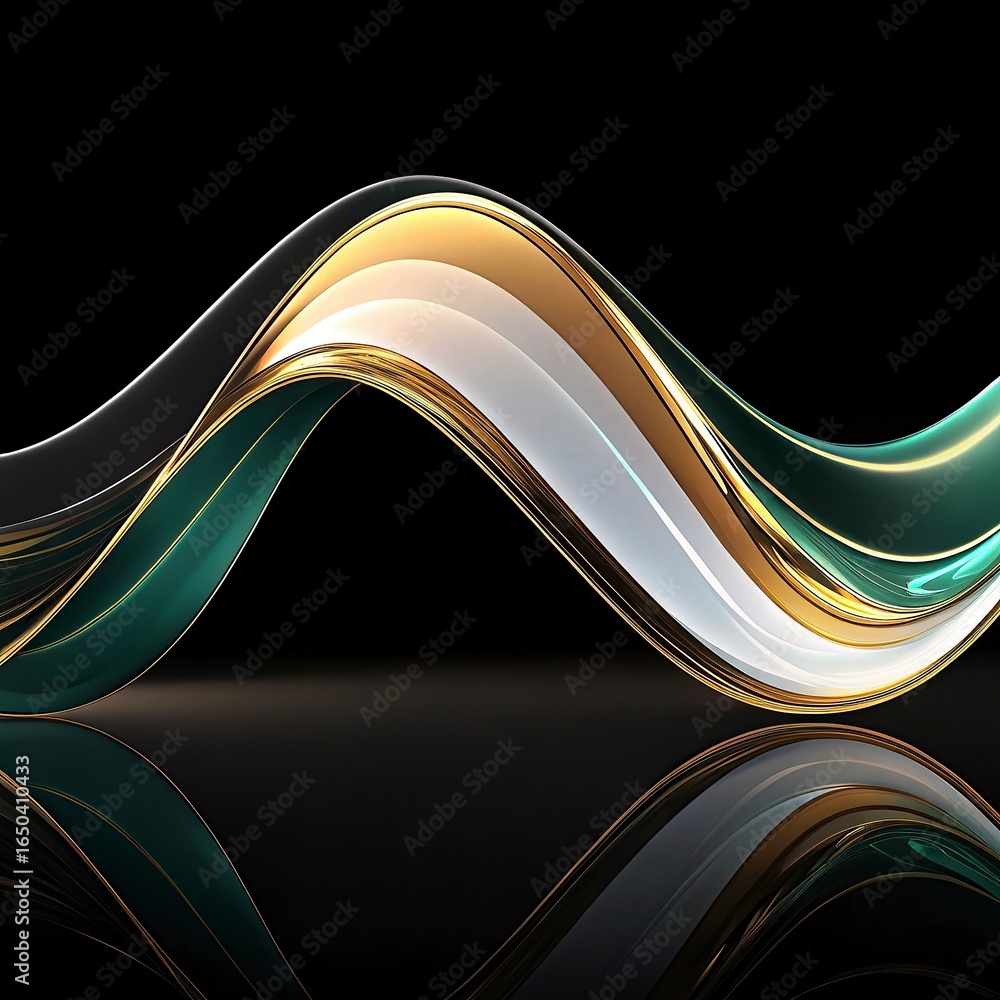 Fototapete abstract wave on black background. computer generated illustration. 3d rendering.3d render,wave colo