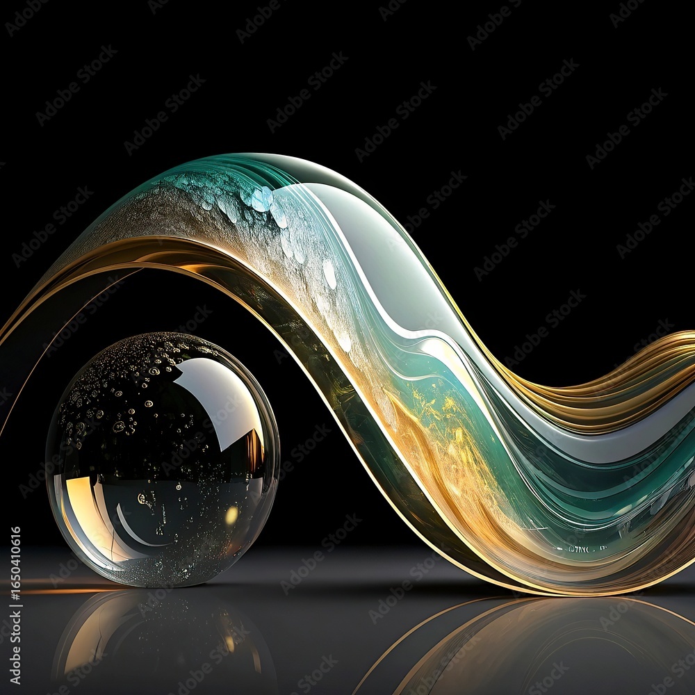 Fototapete abstract wave on black background. computer generated illustration. 3d rendering.3d render,wave colo