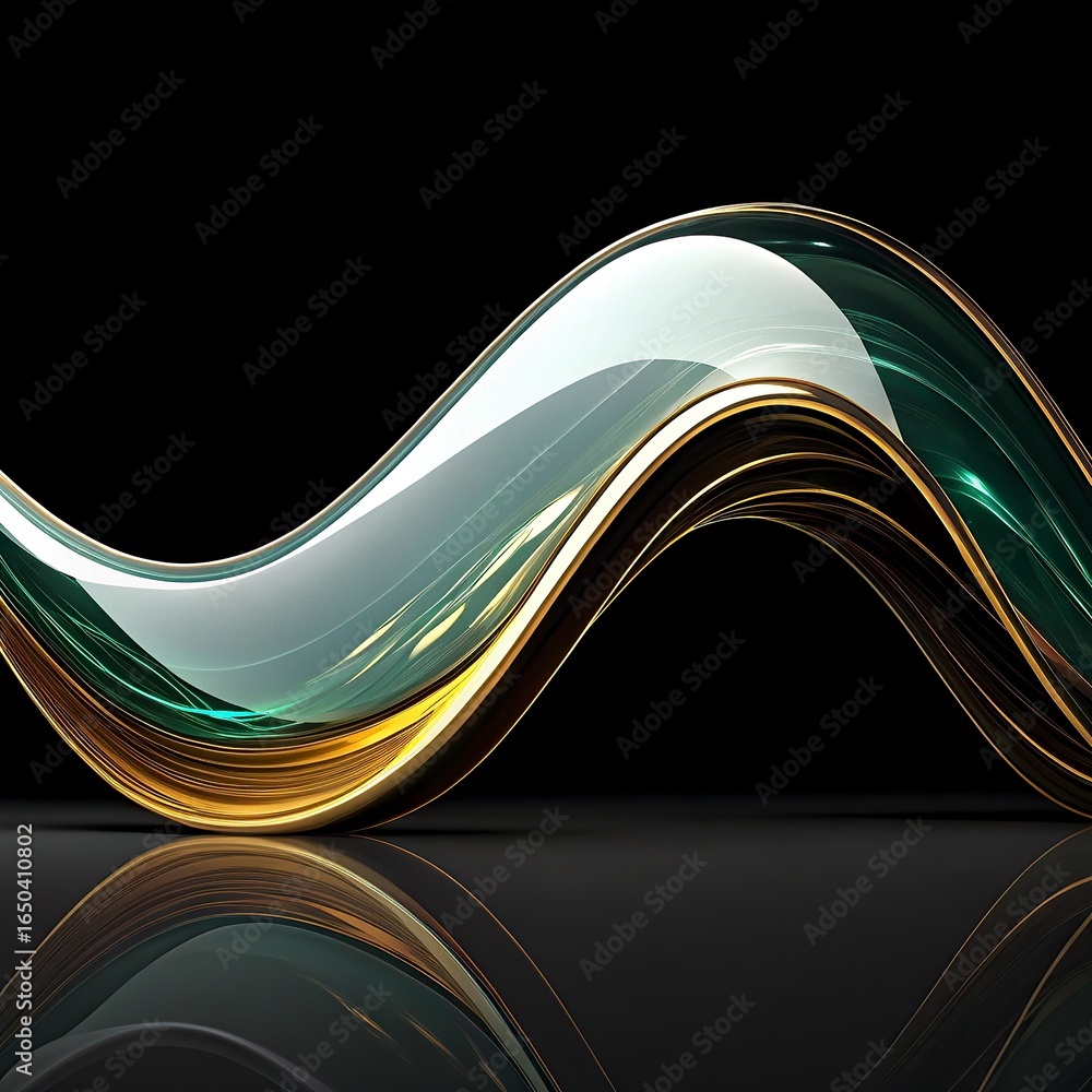 Fototapete abstract wave on black background. computer generated illustration. 3d rendering.3d render,wave colo