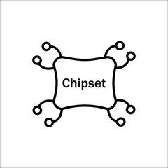  A simple outline vector icon of a chipset or processor with the text 