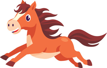 Cartoon brown colour horse running clip art illustration
