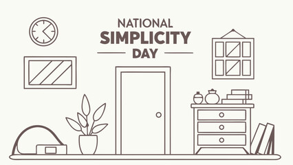Minimalist Line Art Room Interior: Simple, Calm, and Serene National Simplicity Day Design