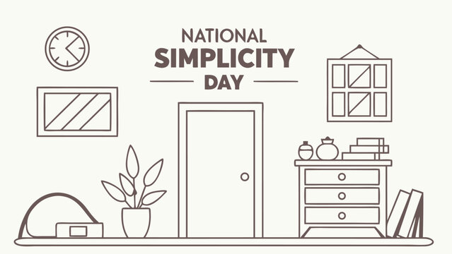 Minimalist Line Art Room Interior: Simple, Calm, and Serene National Simplicity Day Design