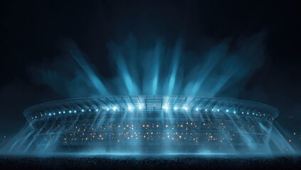 Illuminated stadium at night