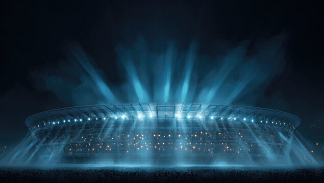 Illuminated stadium at night - Powered by Adobe