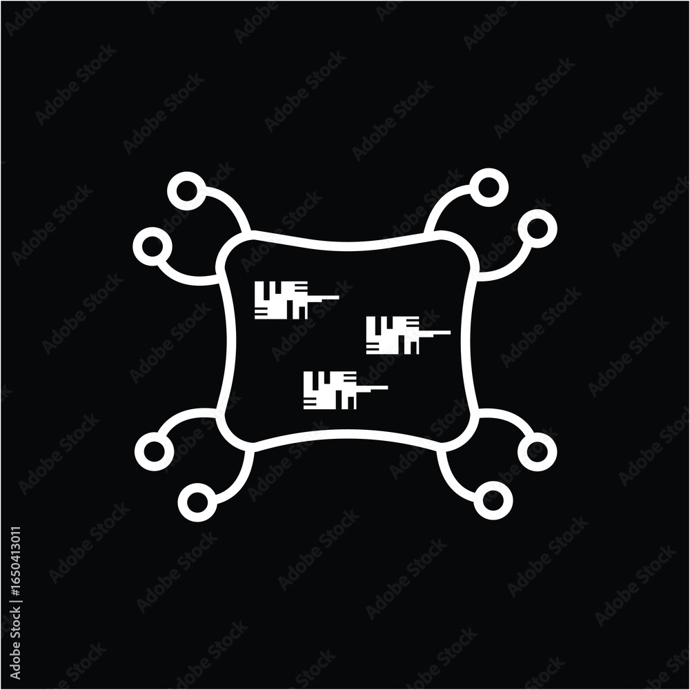 Aufkleber a simple outline vector icon of a computer chip with digital glitch effects, perfect for themes of t