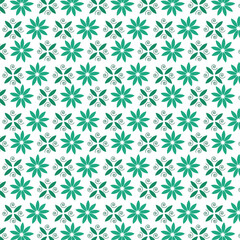 Tiny white flowers spread evenly on teal, looks like dotted blossoms