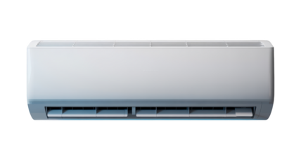 Modern white air conditioner unit for cooling and climate control, isolated on transparent background