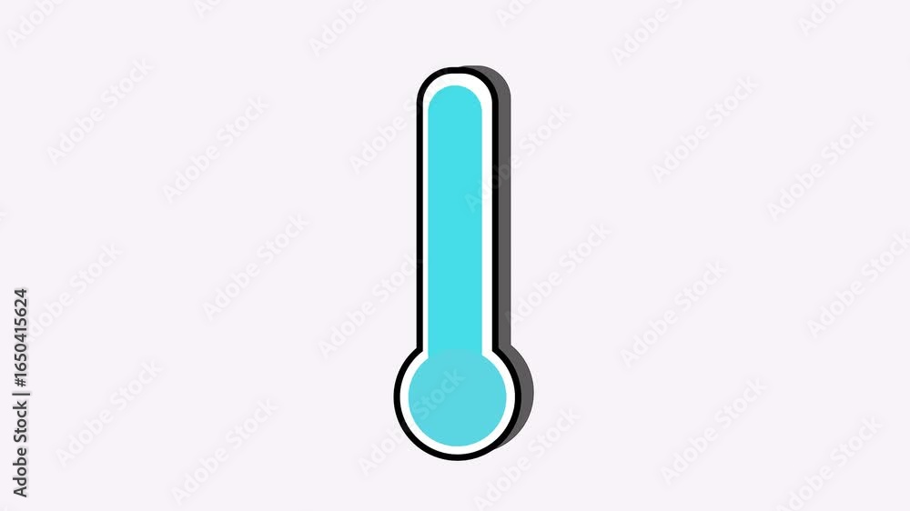 Poster simple heat meter progress bar. animated rising temperature with blue and white color scheme. animat