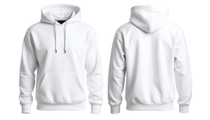 Plain white hoodie mockup isolated on transparent background