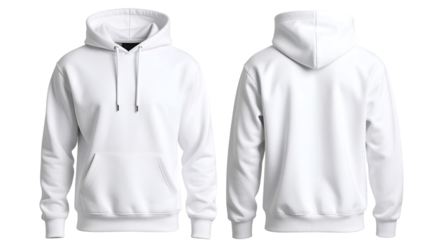 Plain white hoodie mockup isolated on transparent background
