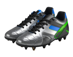 3D Render Modern Football Cleats PNG Isolated on Transparent Background