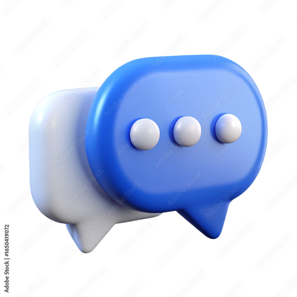Poster two 3d speech bubbles with ellipses isolated on transparent background
