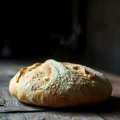 Fresh Marrequeta Bread Close-Up: Golden Crispy Crust & Airy Interior with Rising Steam - Cinematic Food Photography on Rustic Table (Ultra HD)