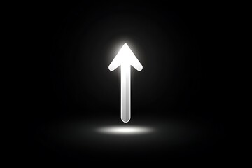 A white, glowing arrow pointing Up, 