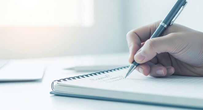 白衣を着た医師がノートにメモを取る場面