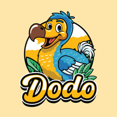 Cute Dodo Bird extinct animal in emblem Character Cartoon Illustration © Adam Vector Station