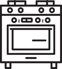 Black Stove Vector | Kitchen Appliance Silhouette Icon