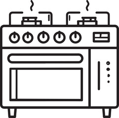 Black Stove Vector | Kitchen Appliance Silhouette Icon