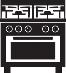 Black Stove Vector | Kitchen Appliance Silhouette Icon