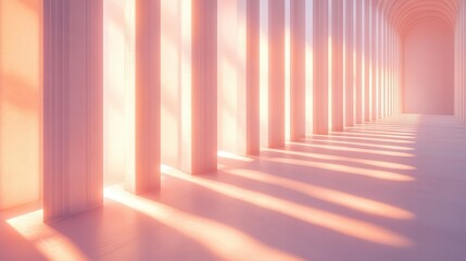 Sunrise colonnade, soft pink hues