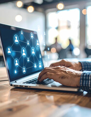 Laptop displaying network connection