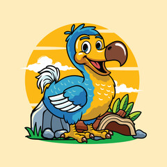 Funny Dodo Bird extinct animal Character Illustration © Adam Vector Station