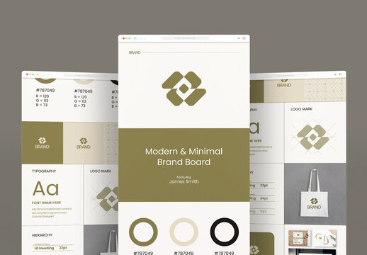 Modern Minimal Brand Board Template With Logo Typography And Color Palette