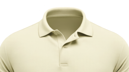 Light yellow polo shirt isolated on transparent background