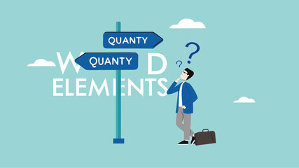 choosing quality or quantity concept illustration. businessmen who are confused about choosing quality or quantity direction boards. management to assure excellent work concept illustration flt style