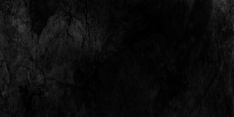 Abstract grunge old stained Dark grey textured concrete black wall background,  dirty dark raw cement wall texture and background, wide panorama picture black wall texture.