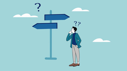 choosing quality or quantity concept illustration. businessmen who are confused about choosing quality or quantity direction boards. management to assure excellent work concept illustration flt style