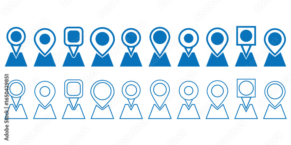 Poster location map pin icons set. modern map marker collection. pinpoint. location pin icon. map pin place