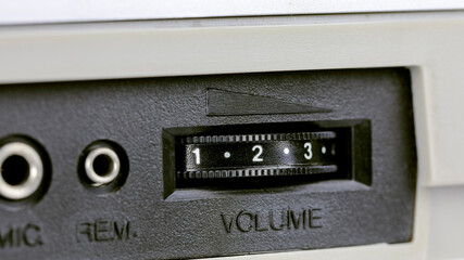 Detail of a control panel of an old portable cassette player