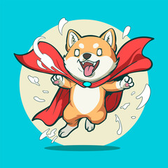 Brave Shiba Inu Hero Chibi Illustration