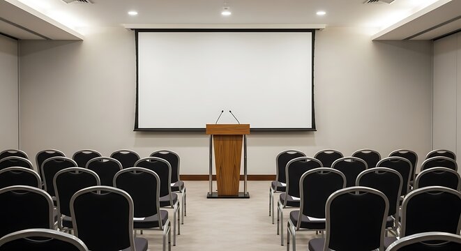 Empty presentation hall anticipates engaging speakers and captivating presentations