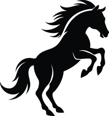 jumping horse silhouette vector art and illustration