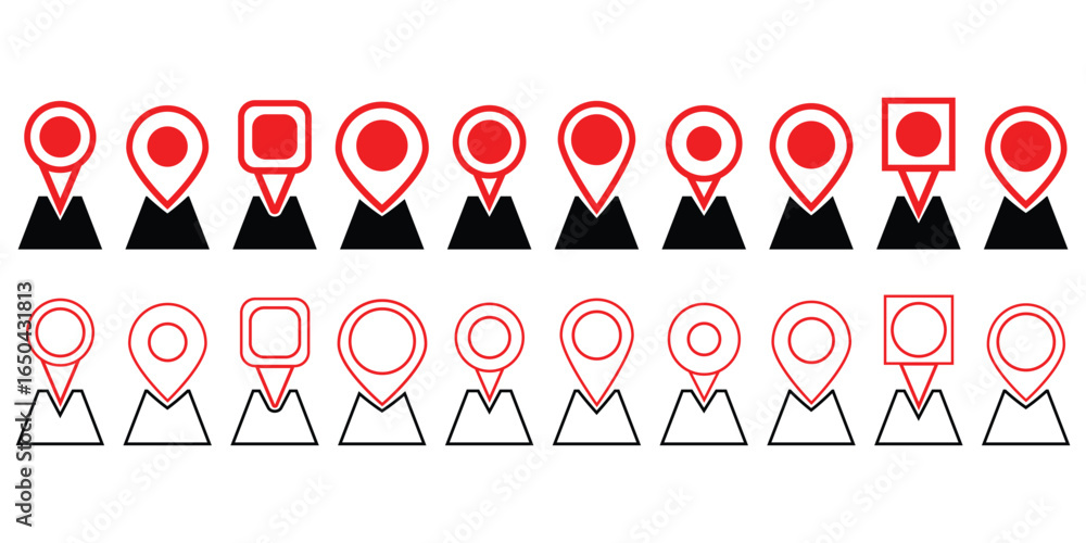 Poster location map pin icons set. modern map marker collection. pinpoint. location pin icon. map pin place