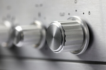 Signal source knob, detail of an old audio system device