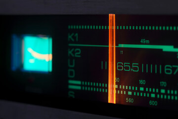The scale and the tuning indicator and the signal level indicator are fragments of an old analog...