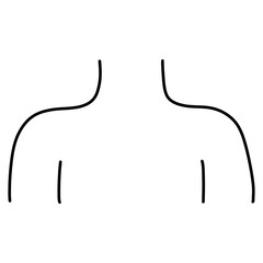 Cartoon illustration outline of human neck and shoulders 