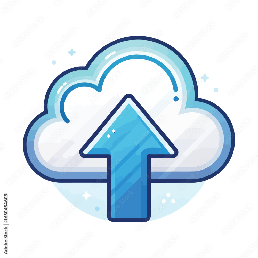 Poster cloud computing icon with upload and download arrows in modern technology design