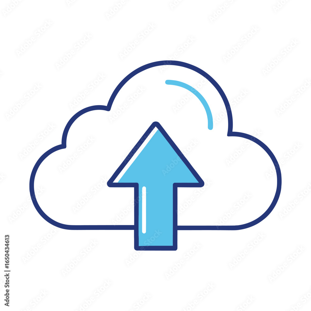 Poster cloud computing icon with upload and download arrows in modern technology design