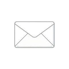 Flat white envelope icon isolated on pure white background