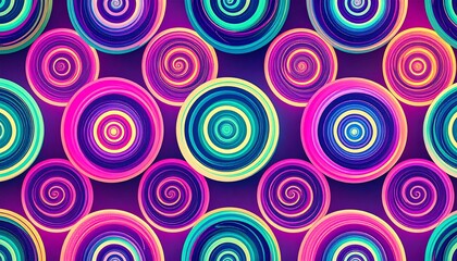 Abstract Pattern of Colorful Concentric Circles on Purple Background.